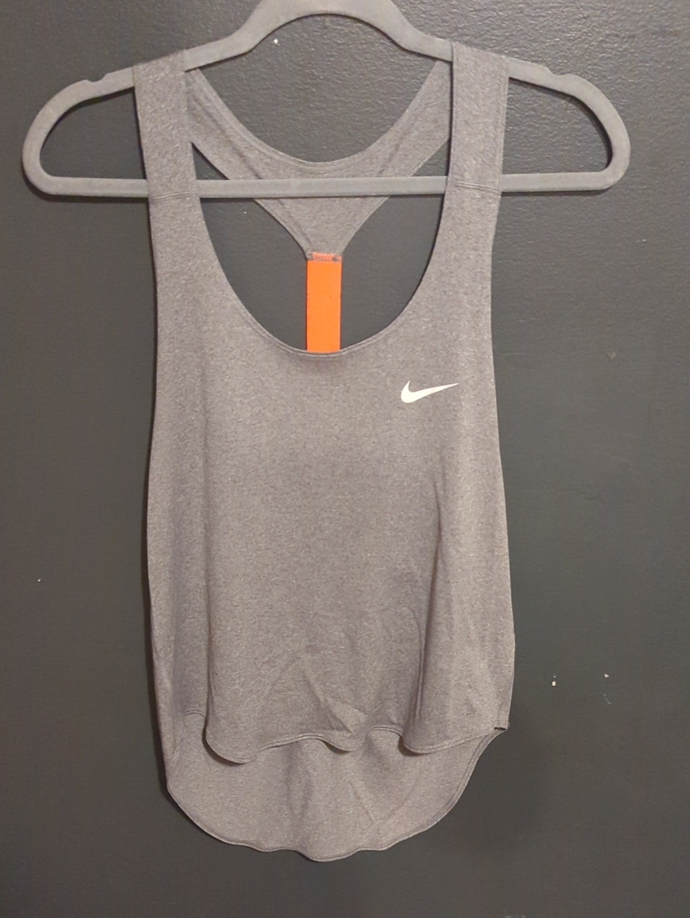Nike Gray Heather Racerback Tank with White Swoosh